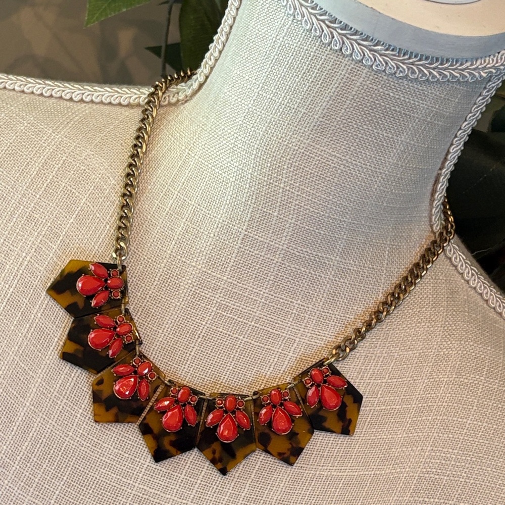J Crew Tortoiseshell Preppy Bib Necklace